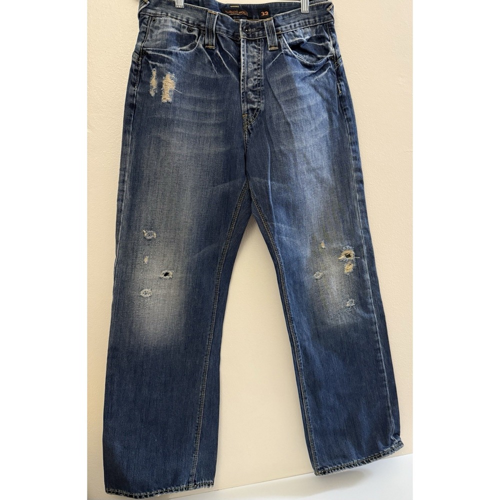 Ed Hardy Men's‎ Button Fly Jeans-Embroidered Flap Pocket-Distressed Size 32